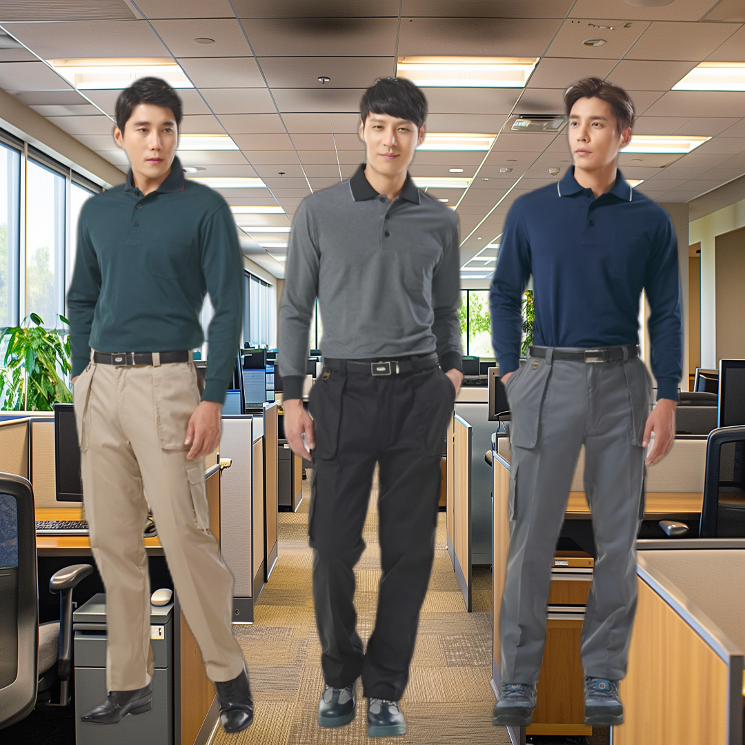 회사 근무복 3색 카라 폴로 긴팔 티셔츠 단체복 현장 작업복 가슴 포켓 티셔츠 - 메인 이미지