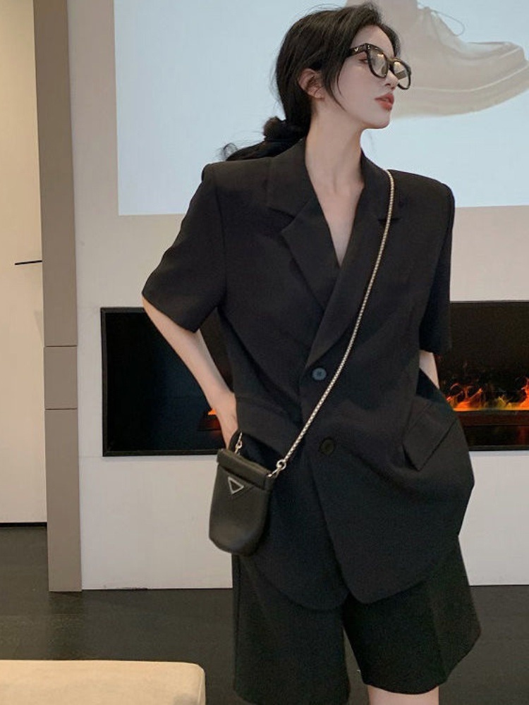 반팔블레이저자켓 반바지 세트 정장 빅사이즈 캐주얼 4XL 여름 4컬러 - 상세 이미지 5