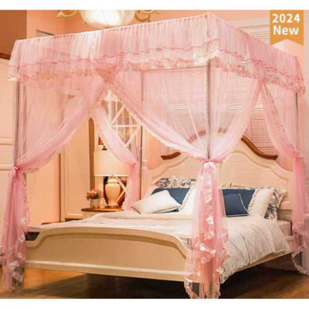 침대 캐노피 방꾸미기 가림막 가리개 커튼 모기장 1.5x2.0m  분홍색
