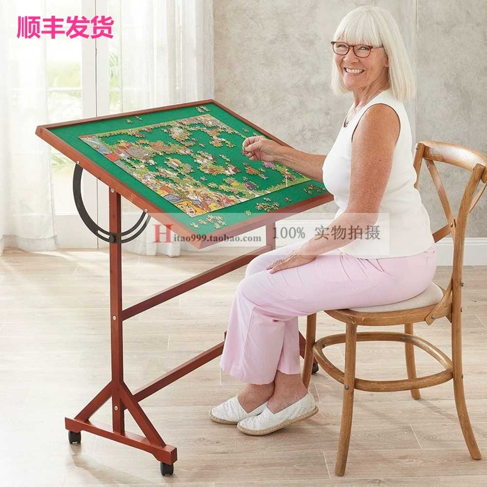 퍼즐판 조각 테이블 작업판 각도조절 퍼즐패드 다이 녹색 벨벳 80x53CM - 상세 이미지 5