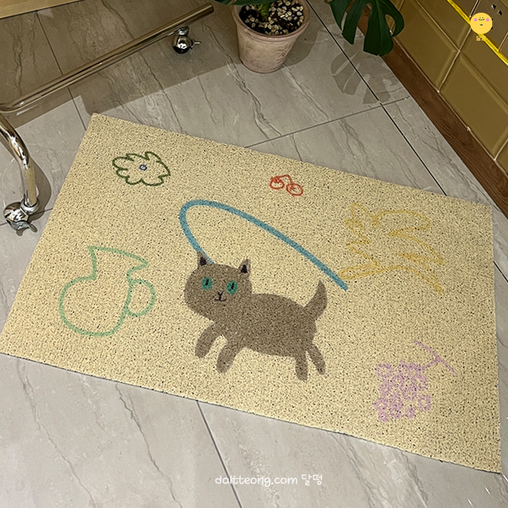 달떵 귀여운 고양이 현관 코일매트 신발장 발매트 발판 베란다 입구 매장 업소용 도어 레인 이미지 8