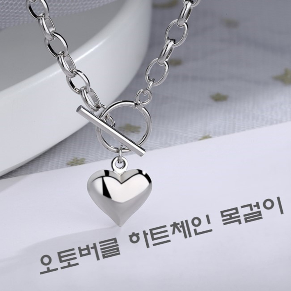 은목걸이 925 리본 하트 실버 여성 순 롱 은체인줄 레이어드 - 상세 이미지 4