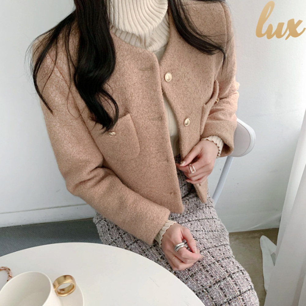 여성용 모직 자켓 숏 하객룩 고급스러운 - 상품 이미지