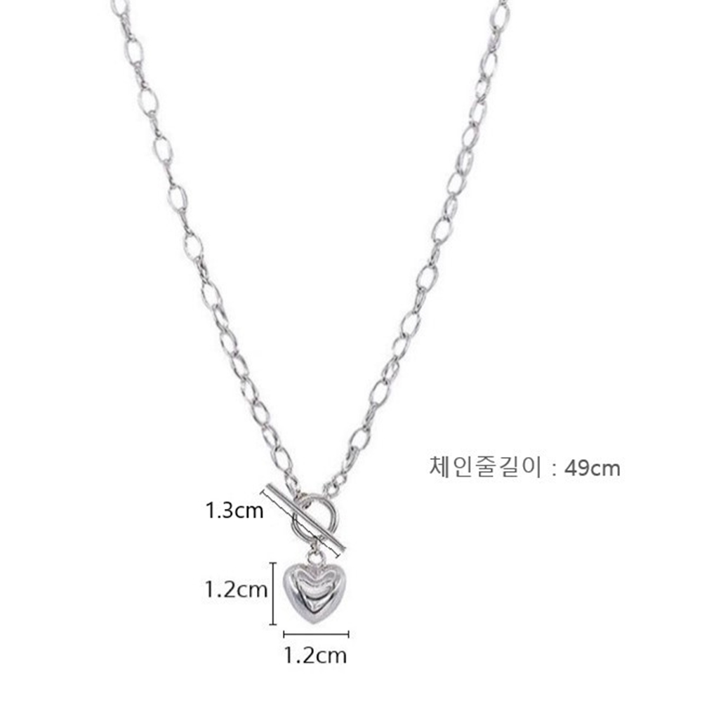 은목걸이 925 리본 하트 실버 여성 순 롱 은체인줄 레이어드 - 상세 이미지 2
