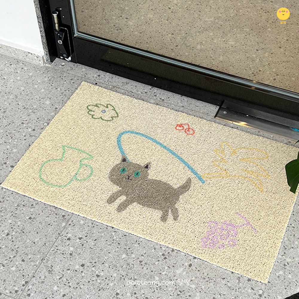달떵 귀여운 고양이 현관 코일매트 신발장 발매트 발판 베란다 입구 매장 업소용 도어 레인