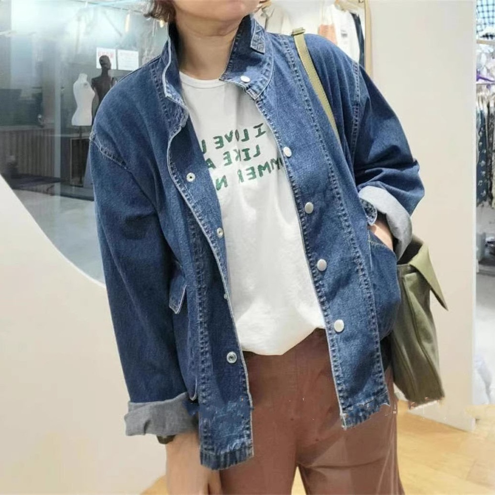 여성 오버핏 청자켓 짧은기장 데님자켓 - 상세 이미지 3