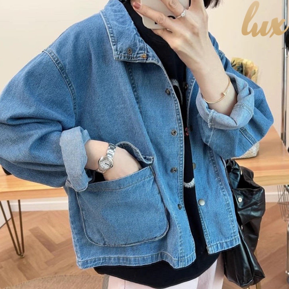 여성 오버핏 청자켓 짧은기장 데님자켓 - 상품 이미지