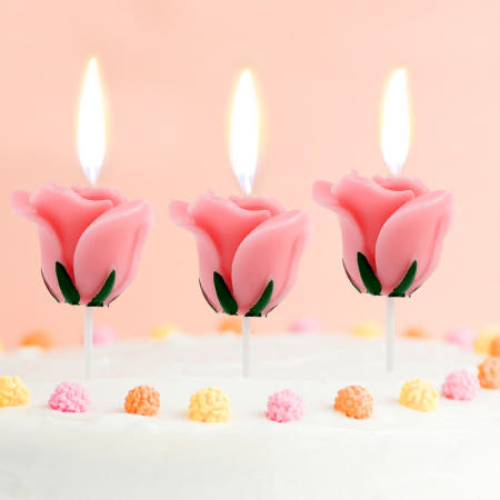 SL70684 장미꽃 생일초 3p 케이크 생일파티초