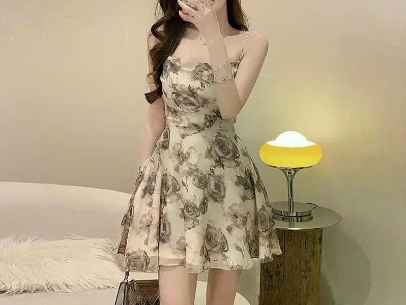 여친룩 데이트룩 슬립 원피스 선드레스 오프 숄더 의류 드레스 숏 캐주얼 Y2k Strappy Dress S - 상세 이미지 3