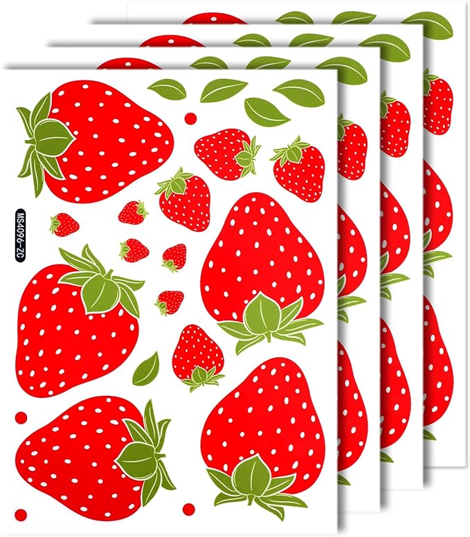 딸기 캐리어 데코 노트북 벽 스티커 4장 92pcs 세트 - 메인 이미지
