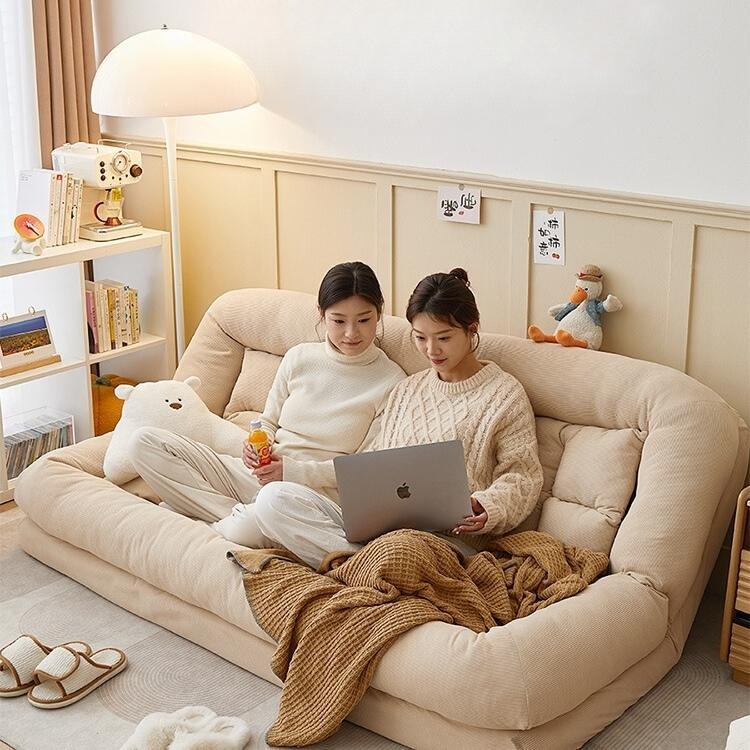 좌식 쇼파 각도조절 2인 낮은 소파베드 패브릭 빈백 - 상품 이미지