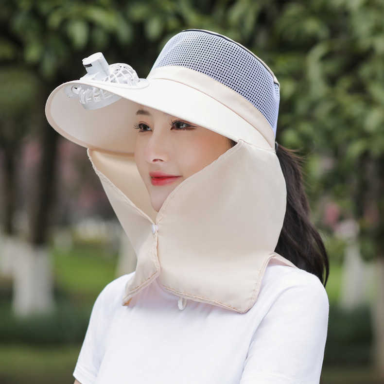 선풍기 모자 밭일 자외선 썬캡 차단 충전식 여성 농사 - 상품 이미지