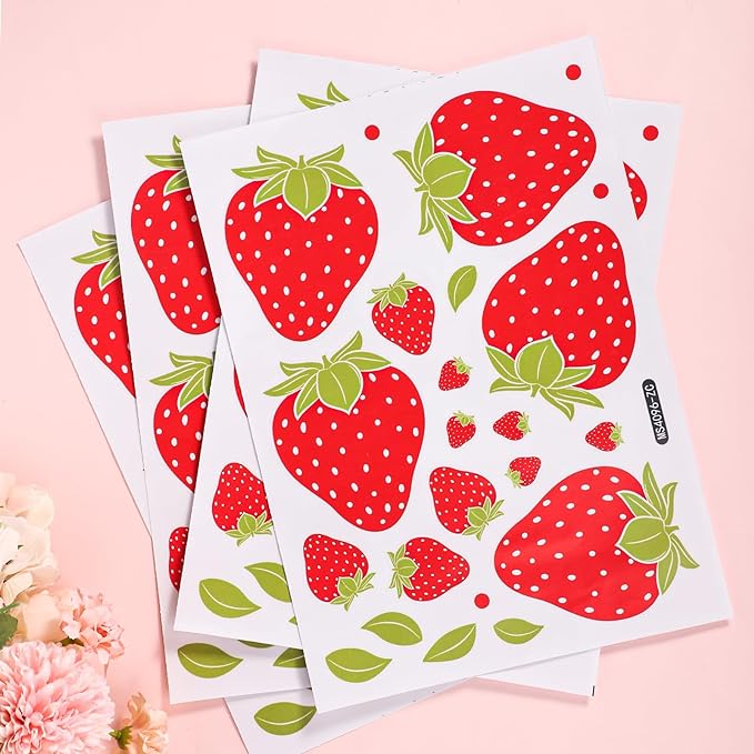 딸기 캐리어 데코 노트북 벽 스티커 4장 92pcs 세트 - 상세 이미지 2