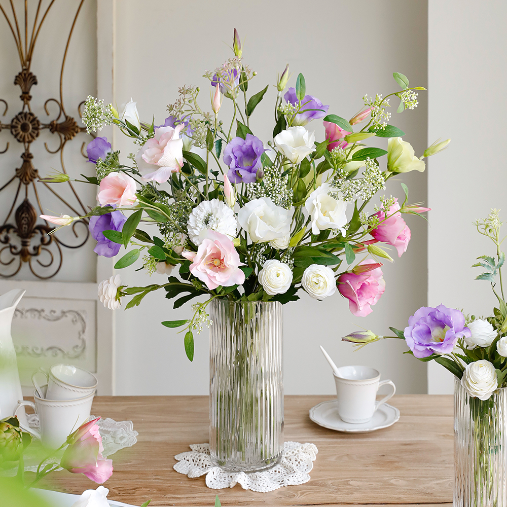 블러쉬 실크 리시안셔스 장미 생화같은 인테리어 조화 꽃 이미지 3