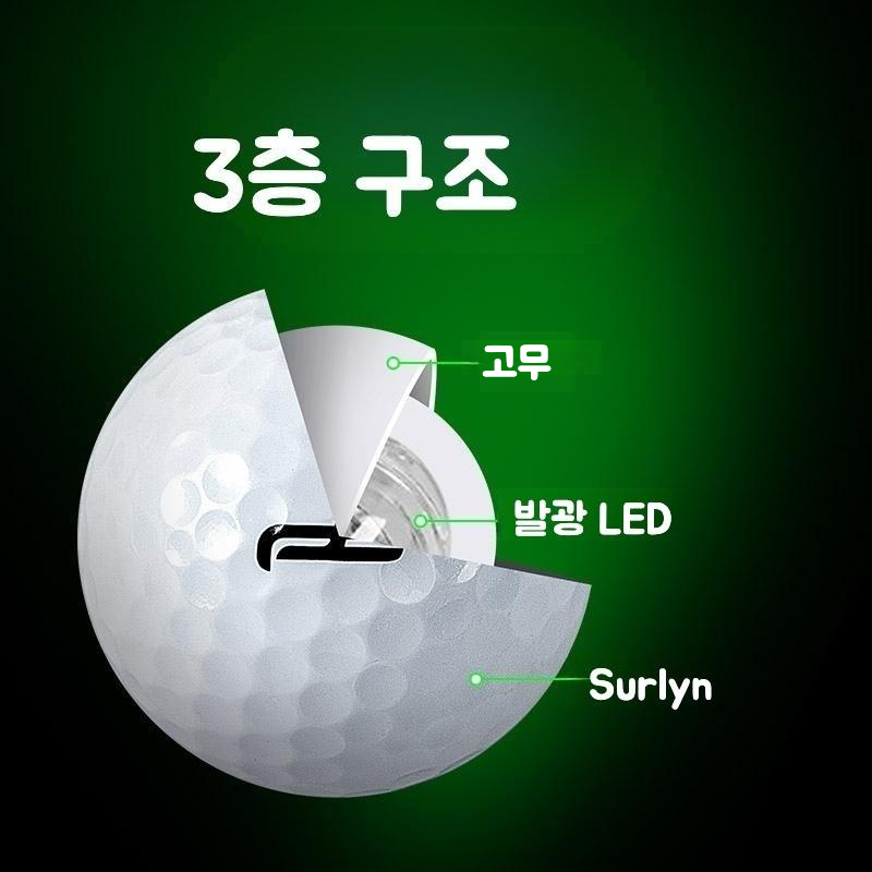 야광골프공 LED 골프공 야간 라운딩 발광 불빛 - 6구 골프공 선물 세트 - 상세 이미지 4