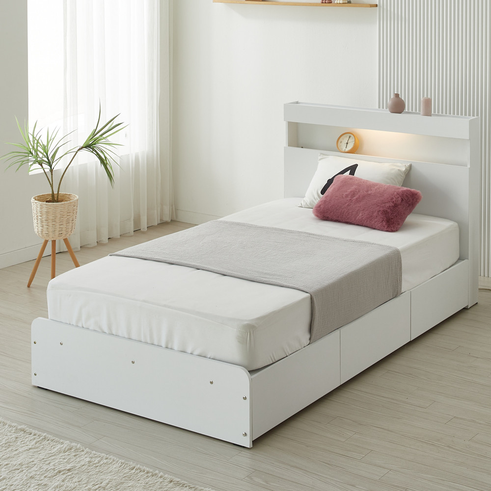수납 일반형 LED 싱글 침대 좁은방 평상형 호텔 프레임 S - 상세 이미지 3