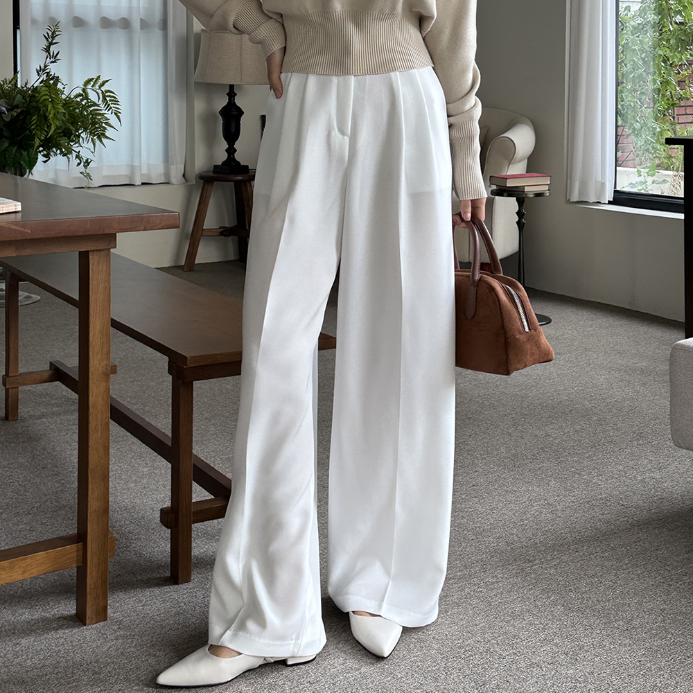 하이웨스트 부츠컷 와이드 슬랙스 세미 여성와이드팬츠 통바지 슬랙스 정장바지 아웃핏