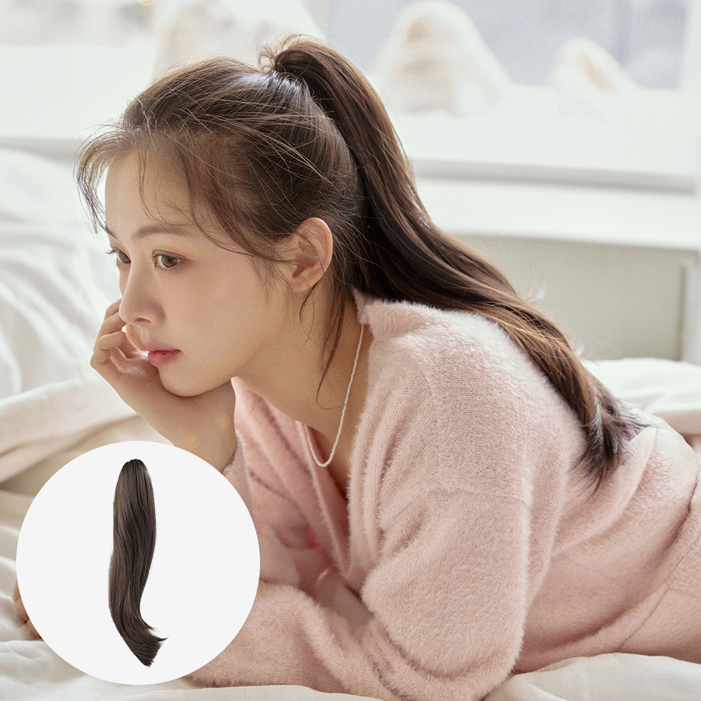부분 슬림핀 집게 포니테일 가발 루시 클립 달비 묶음머리 (미스티사) - 상품 이미지