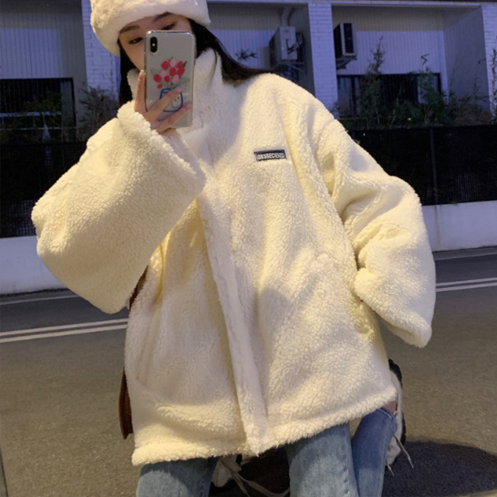 집업 겨울 간절기 여자 여성 플리스 양털 재킷 후드 아우터 점퍼 따뜻한 오버핏 두꺼운 - 상품 이미지