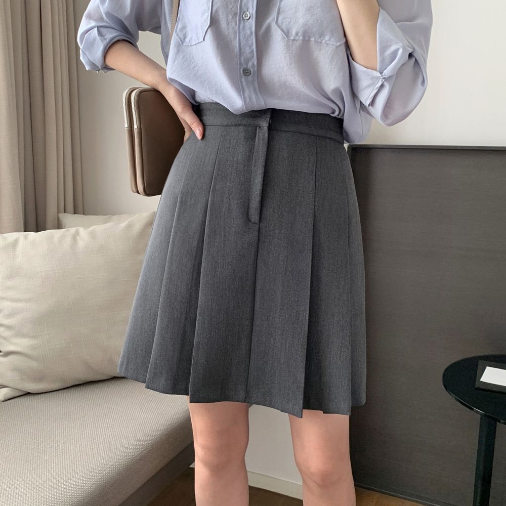 하이웨스트 핀턱 플리츠 치마 A라인 여성 주름치마 테니스 플레어 스커트 가을 미니 스커트 - 상세 이미지 3