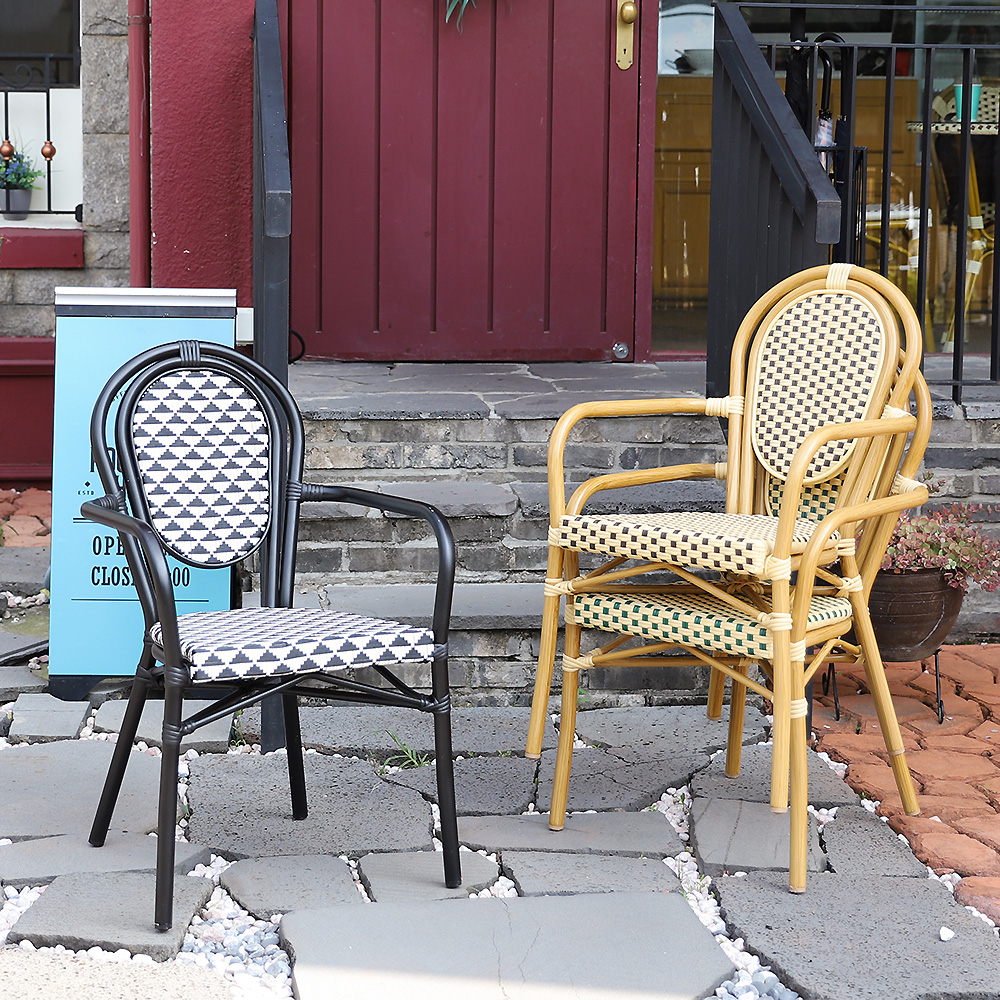 루시아 암체어 야외용 라탄 체어 알루미늄 카페 레스토랑 식당 의자