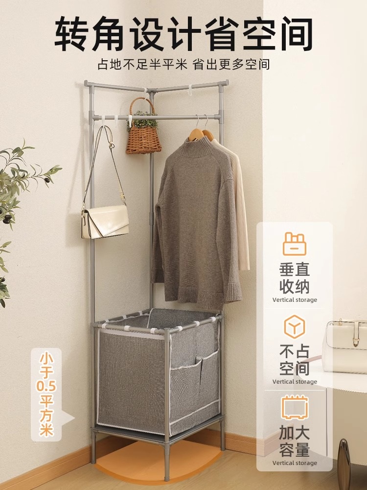 벽 행거 드레스룸 멀티 공간활용 다용도 모던한 거실 펄화이트 -2단 코너 옷걸이 - 상세 이미지 2