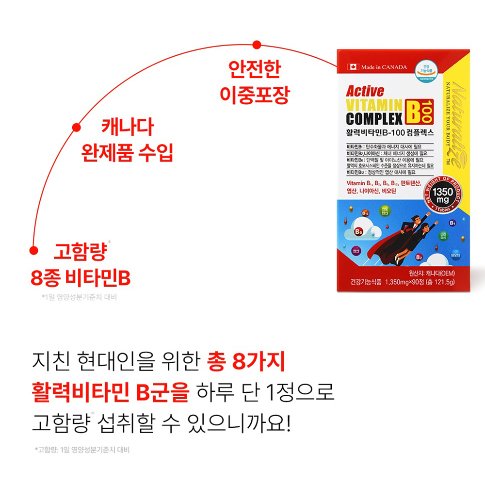캐나다산 활성비타민B 컴플렉스 티아민 고농축 고함량 활력 비타민 b군 - 상세 이미지 3