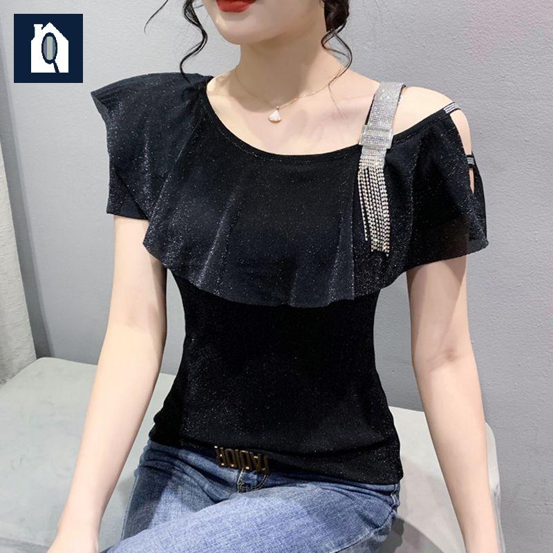 상의 티셔츠 반팔 댄스복 프릴 줌바댄스 오프숄더 복장 라인댄스복 밸리 - 상세 이미지 2
