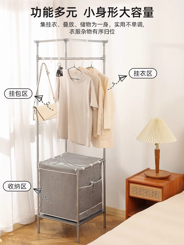 벽 행거 드레스룸 멀티 공간활용 다용도 모던한 거실 펄화이트 -2단 코너 옷걸이 - 상세 이미지 3