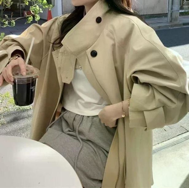 여친룩 데이트룩 겨울 파카 코트 트렌치 재킷 맥시 롱 오버코트 캐주얼 오버사이즈 바람막이 카키 프리 사이즈 - 메인 이미지