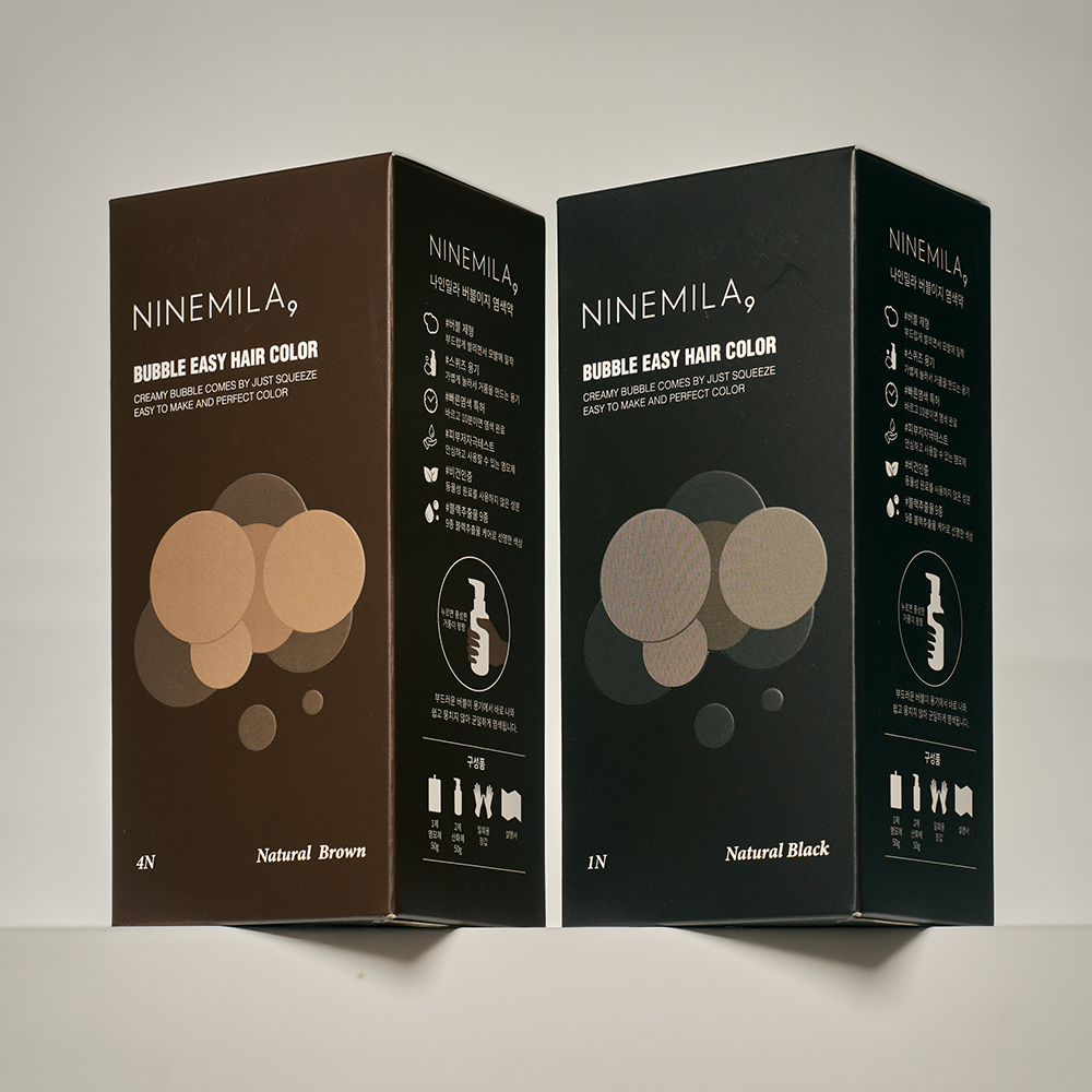 1+1 나인밀라 버블 이지 비건 새치 염색약 100ml (흑갈색, 자연갈색) 셀프 새치커버 톤다운 - 상세 이미지 5