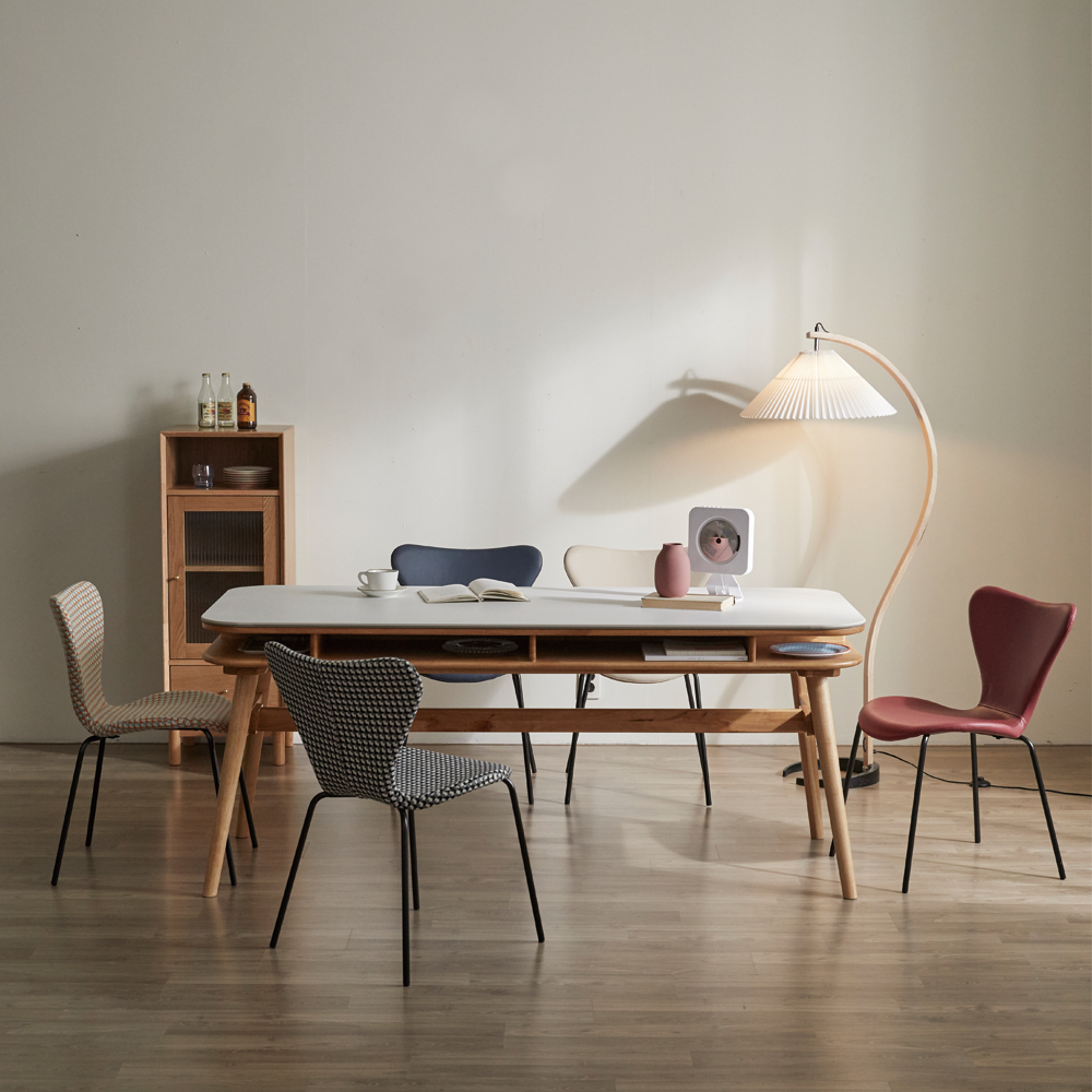 데이지 양면 세라믹 식탁 수납형 테이블 4인용 스퀘어 화이트/그레이 1400 월넛