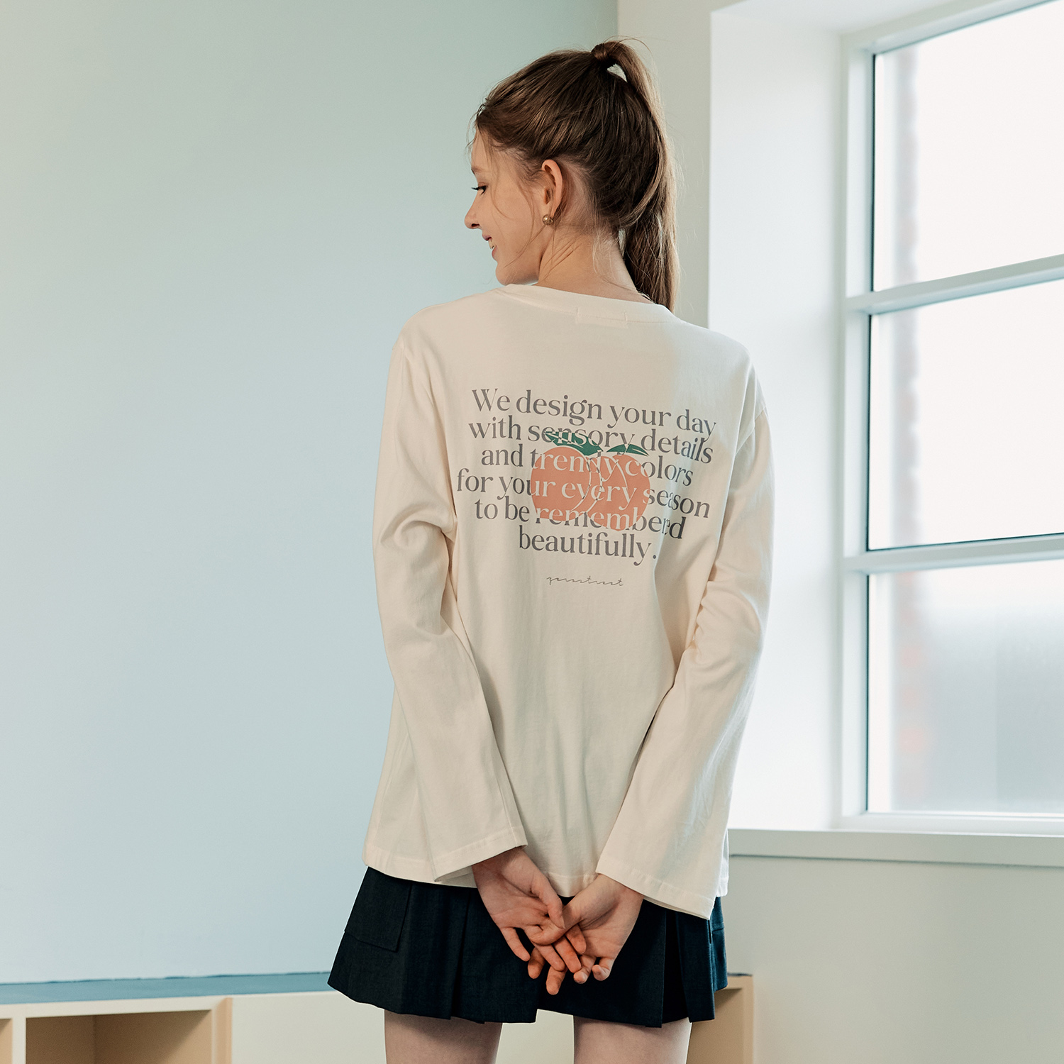 [제로스트릿][2컬러] 백 피치 긴팔 티셔츠 BACK PEACH LONG SLEEVE T-SHIRT - 상세 이미지 4