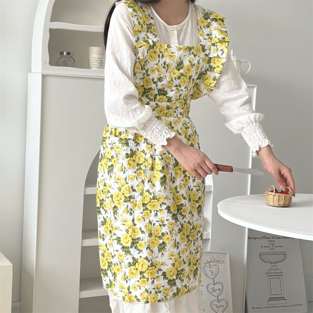노리스 예쁜앞치마 장미 카페 주방 여름 원피스 꽃무늬 앞치마 에이프런