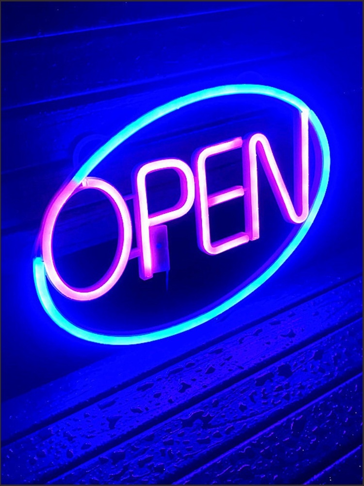 오픈 네온사인 개업선물 LED 조명 카페 무드등 주점  따뜻한 노란색 42X26CM - 상세 이미지 3