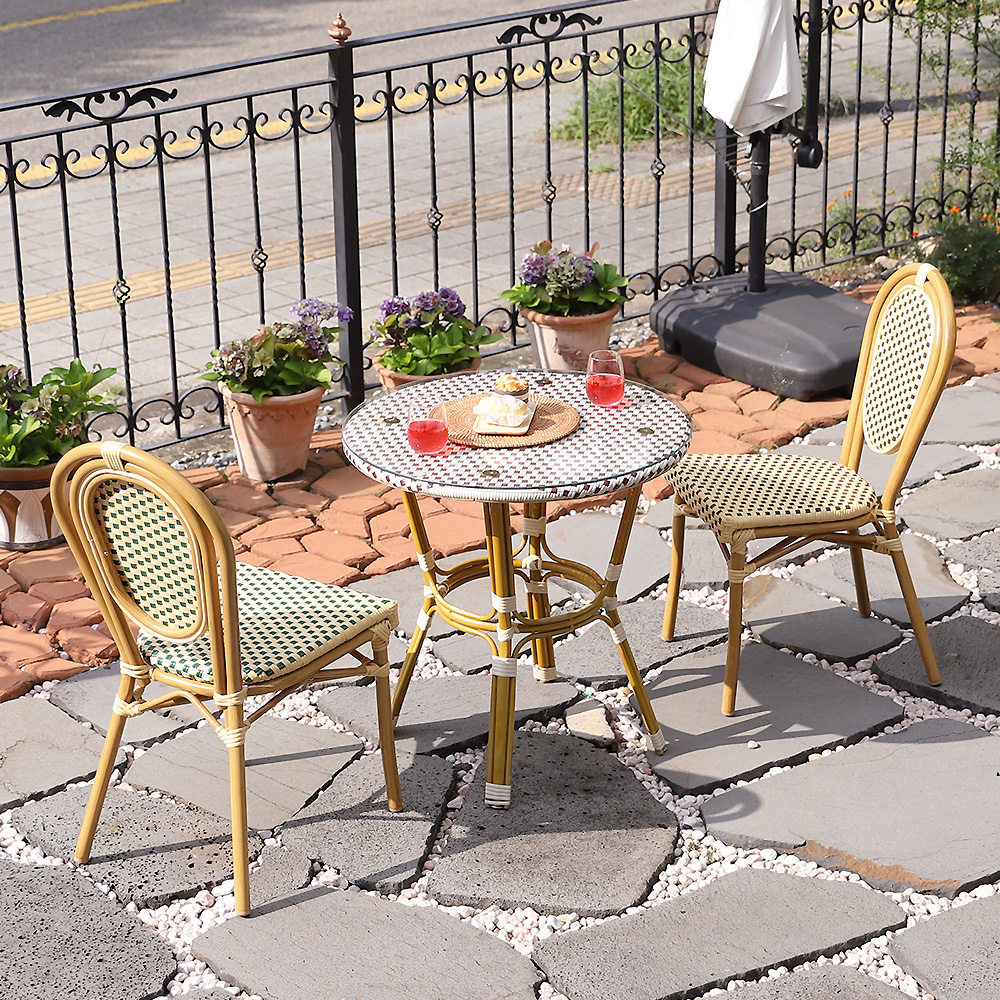 루시아 체어 야외용 라탄 체어 알루미늄 카페 레스토랑 식당 의자