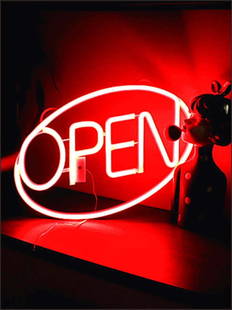 오픈 네온사인 개업선물 LED 조명 카페 무드등 주점  따뜻한 노란색 42X26CM - 상세 이미지 4