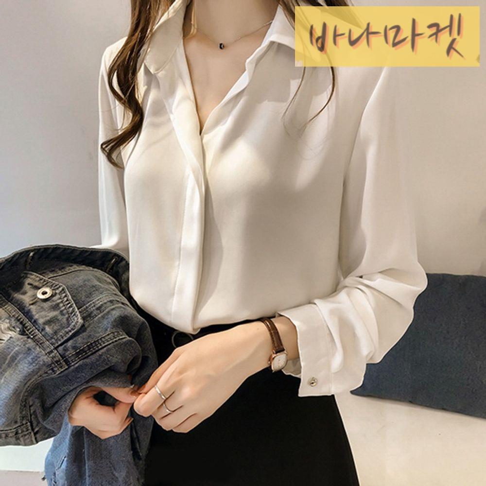 루즈핏 카라 블라우스 돌잔치룩 하객룩 하와이얀셔츠 데이트룩 여성블라우스 : 십일바나마켓