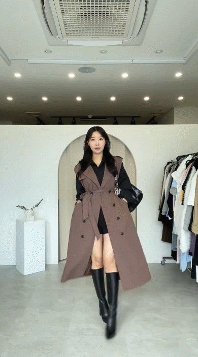 3color 재즈 노카라 루즈핏 여성 가을 트렌치코트 베스트 상세 이미지 16
