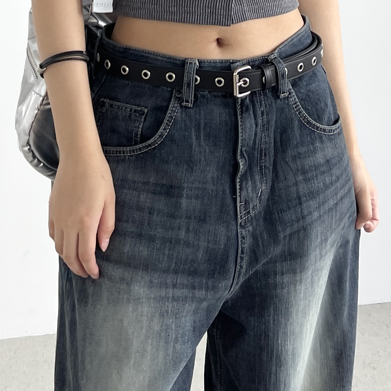 와이드 청바지 하이웨스트 여성 빈티지워싱 봄 가을 키큰여자 통 데님팬츠 뉴진스바지 이미지 7