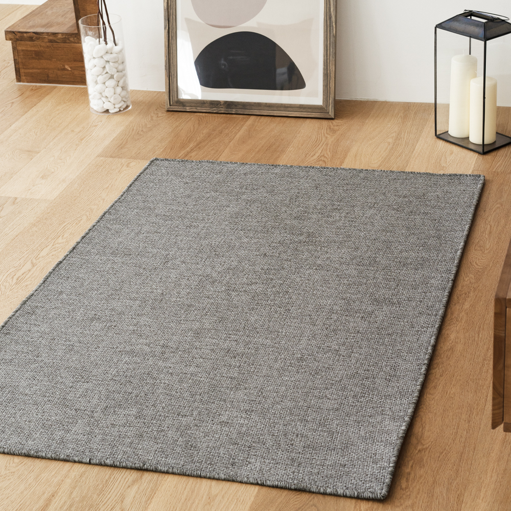 인룸 해비 라탄룩 자카드 오버록 거실 러그 카페트 차콜, 170x230cm