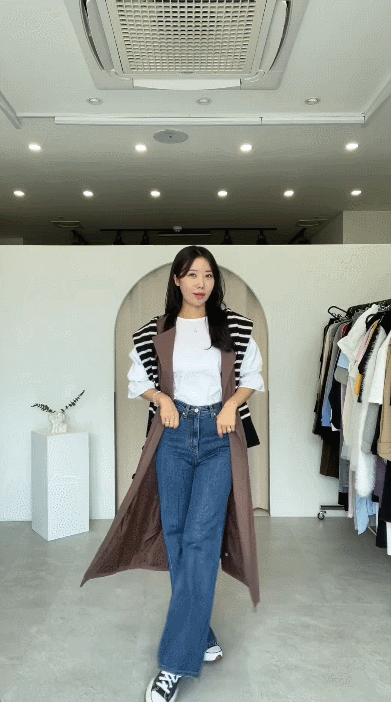 3color 재즈 노카라 루즈핏 여성 가을 트렌치코트 베스트 상세 이미지 20