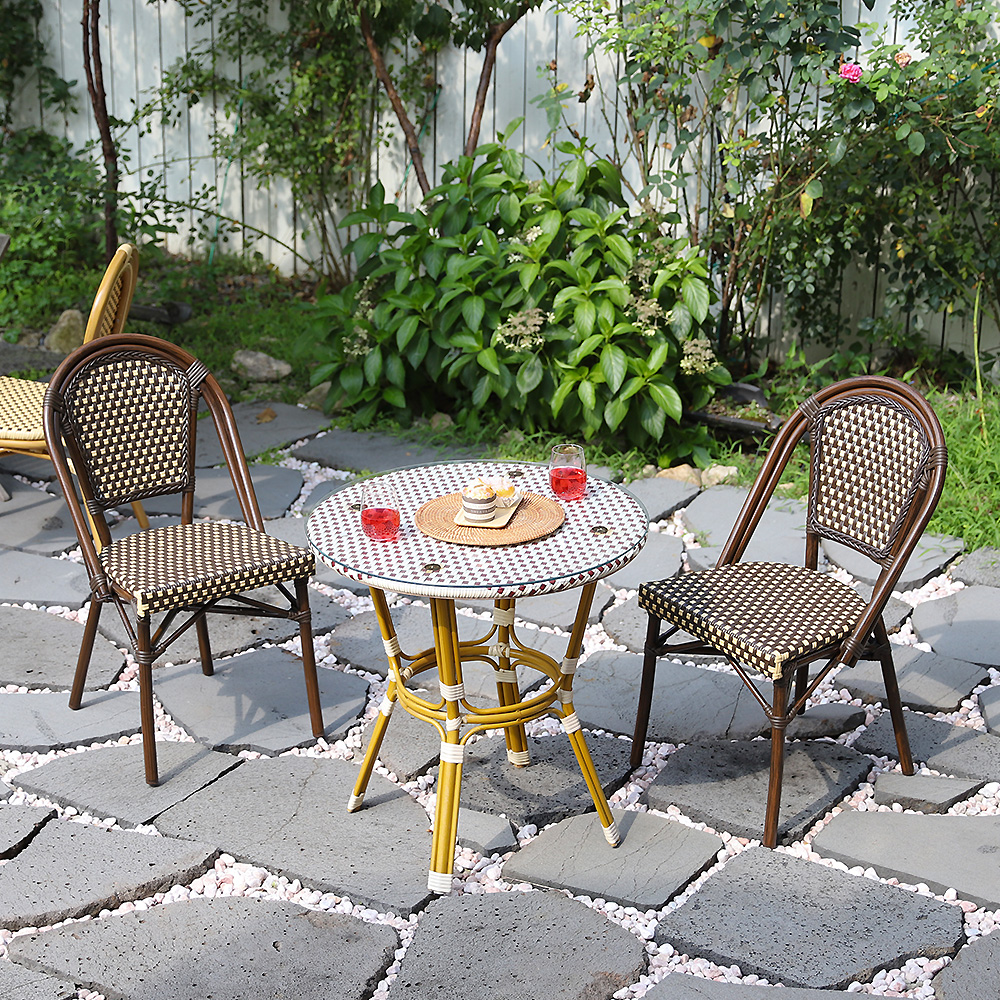 단다 야외용 라탄 체어 알루미늄 카페 레스토랑 식당 의자