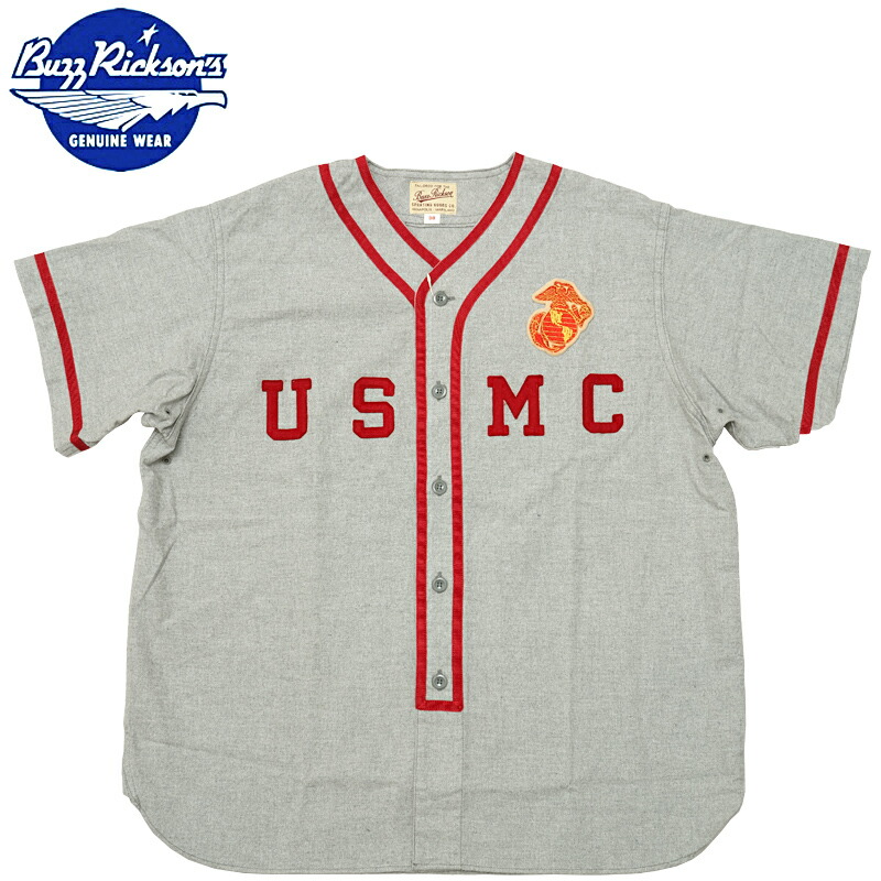 버즈릭슨 BUZZ RICKSON 베이스볼 야구 유니폼 반팔 셔츠 USMC BR39268 - 메인 이미지