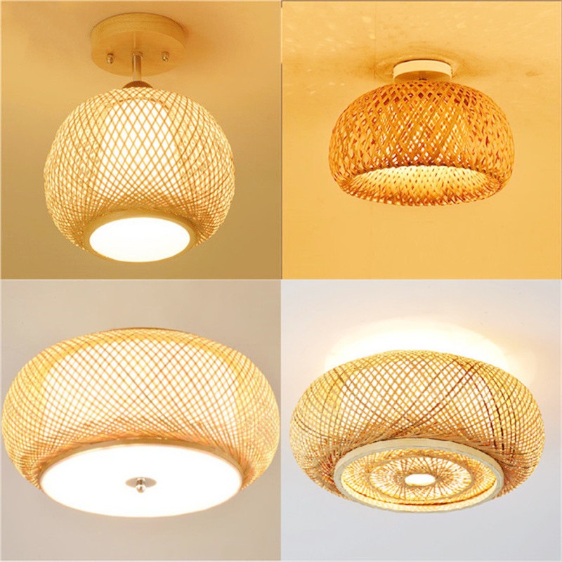 라탄식탁등 우드 식탁등 인테리어 LED 홈 카페조명 H 유형 직경 50cm - 상품 이미지