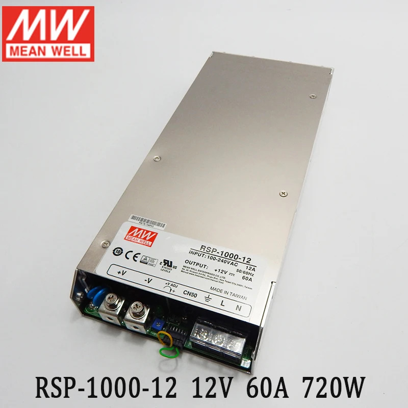 RSP-1000-12 MEAN WELL 스위칭 전원공급장치 110V/220V AC 12V DC 60A 720W 변압기 프로그래밍 가능전원공급장치 병렬로