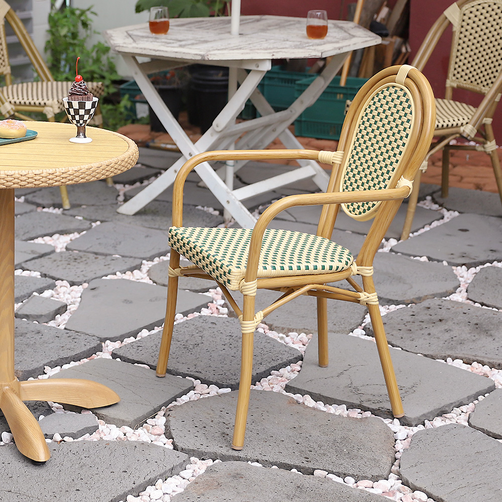 루시아 암체어 야외용 라탄 체어 알루미늄 카페 레스토랑 식당 의자