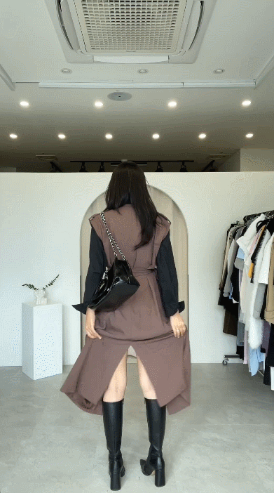 3color 재즈 노카라 루즈핏 여성 가을 트렌치코트 베스트 상세 이미지 19