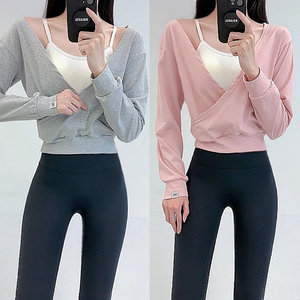 로라벨 히로 필라테스복 여성 요가복 필라테스 요가 상의 옷 커버업 운동복 탑 긴팔 크롭 - 상세 이미지 2
