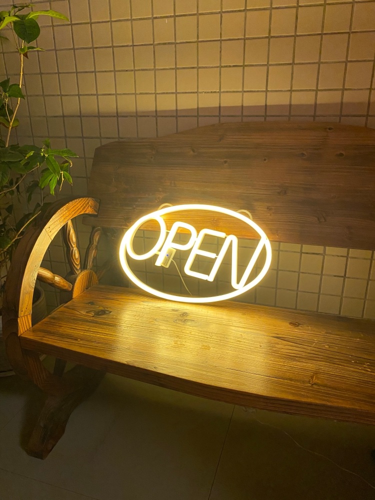 오픈 네온사인 개업선물 LED 조명 카페 무드등 주점  따뜻한 노란색 42X26CM - 상세 이미지 5